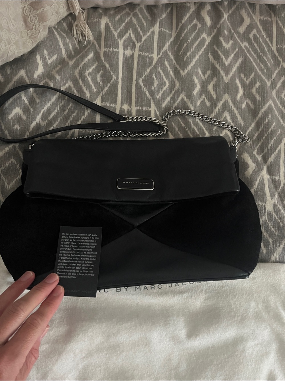 Marc Jacobs Black Fold-Over Shoulder Bag with Chain Strap